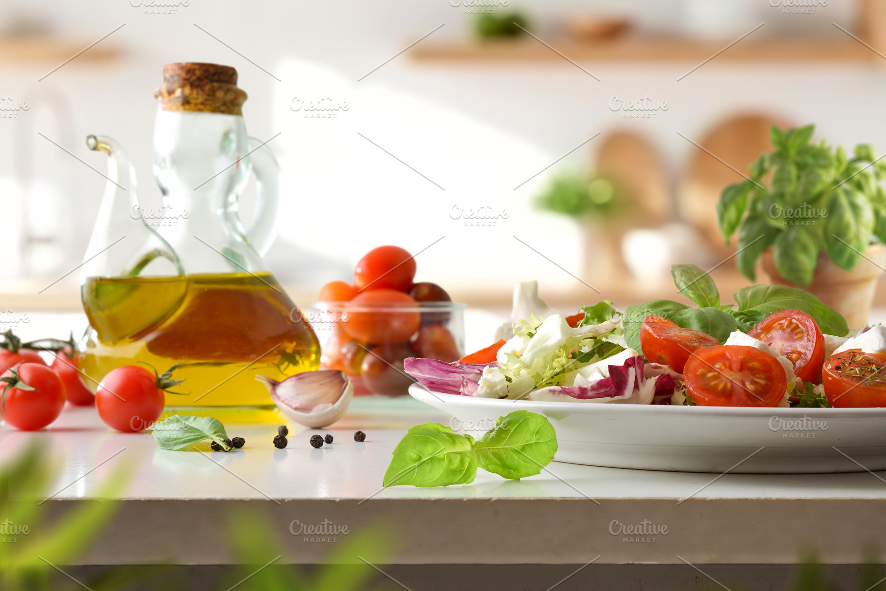 Mediterranean Salad with Olive Oil in Kitchen, a Food & Drink Photo by Davizro's Market