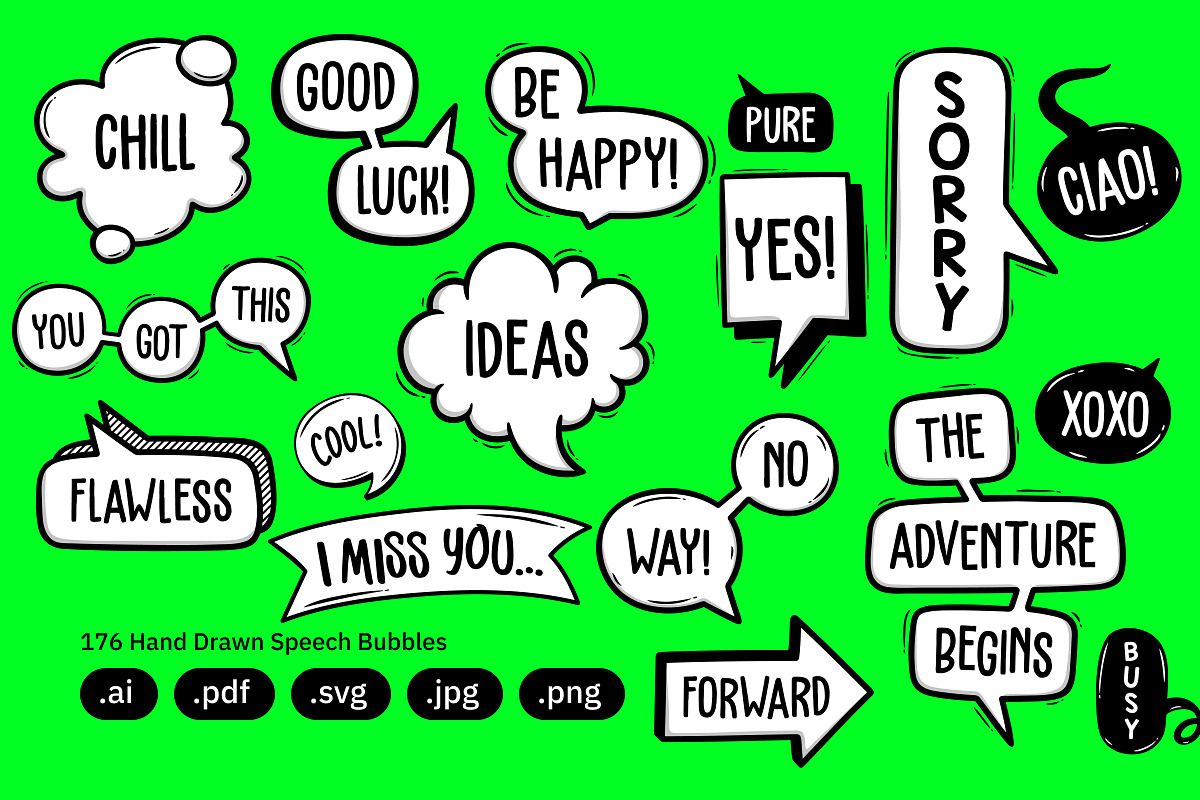 Hand Drawn Speech Bubbles – Doodles, an Object Graphic by crafty (Photo 9 of 10)