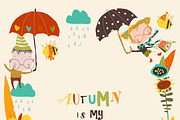 Autumn Floral Frame With Happy Kids, a Person Illustration by Maria Starus (Thumbnail 1 of 3)