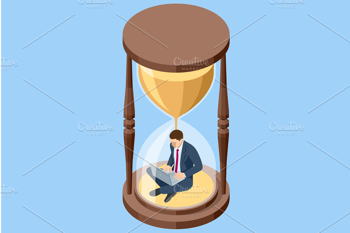 Isometric office worker with laptop, a Person Illustration by Golden Sikorka