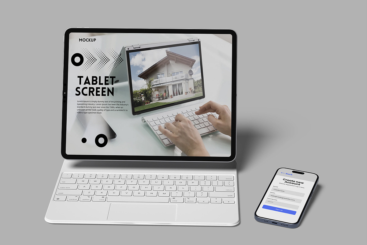 Tablet & Phone Screen Mockup, a Device Mockup by lamorastudio (Photo 4 of 11)