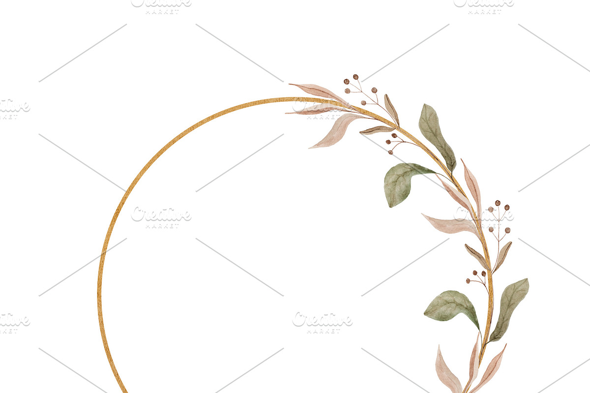 Painted watercolor delicate and romantic leaves and berries, a Decorative Illustration by Svetlana Barchan