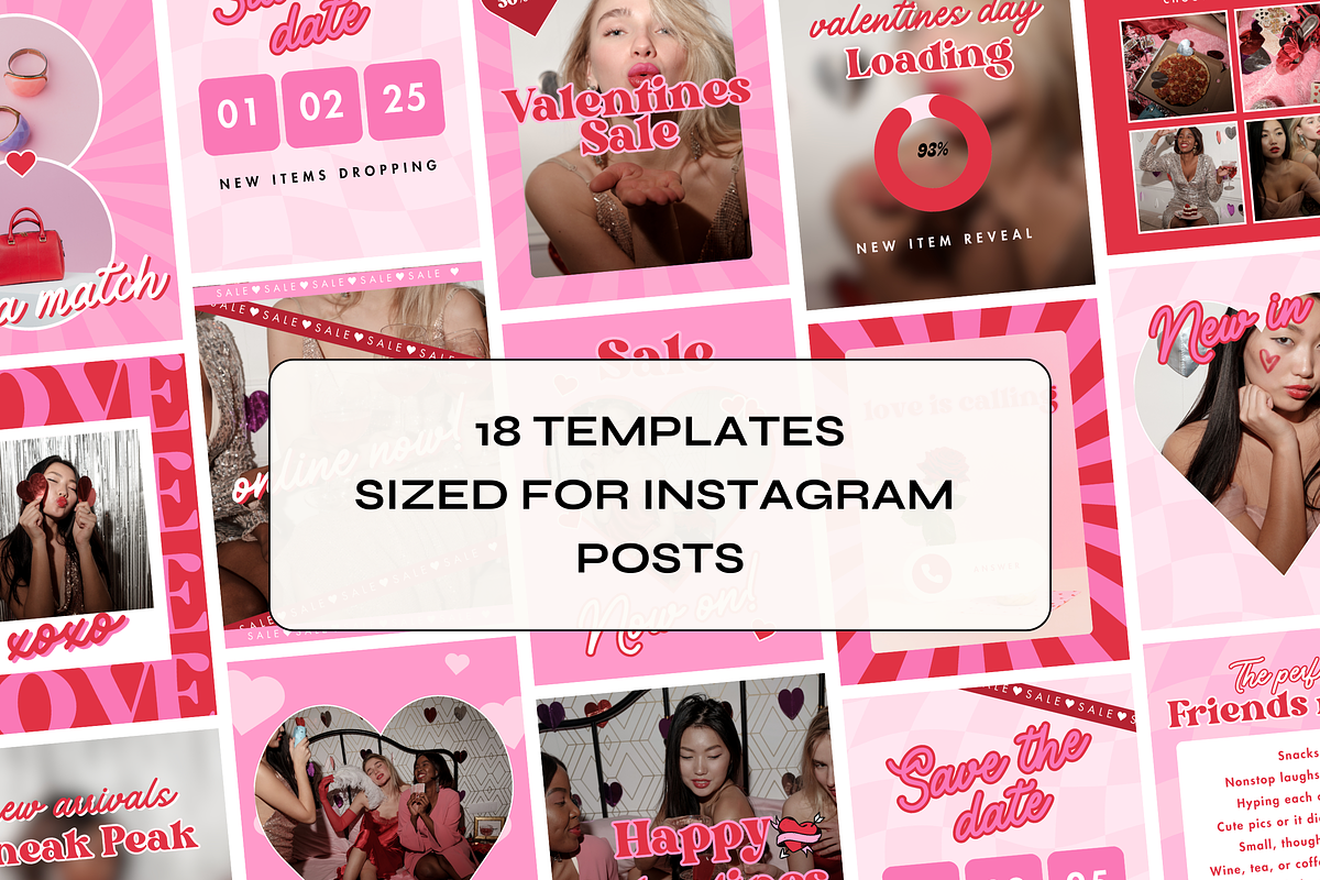 Valentines Retro Instagram Templates, a Social Media Template by The Pixel Palace (Photo 4 of 8)