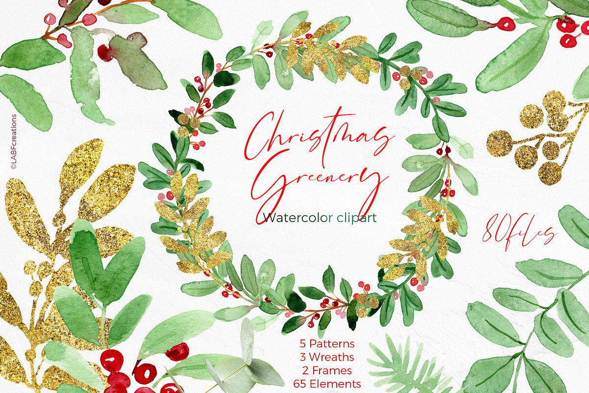 Christmas Greenery. Winter Foliage, an Illustration by LABFcreations (Photo 3 of 8)