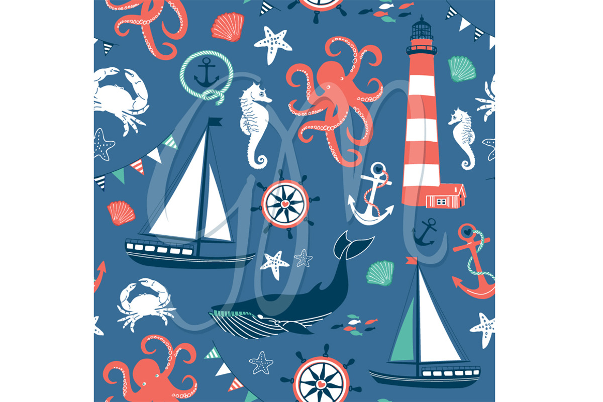 10 Nautical digital papers + 2 cards preview 2
