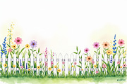 Spring Potted Flowers Fence Clipart, an Illustration by hafijul (Thumbnail 4 of 13)