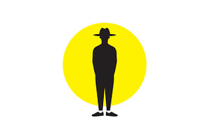 Silhouette Young Man With Round Hat