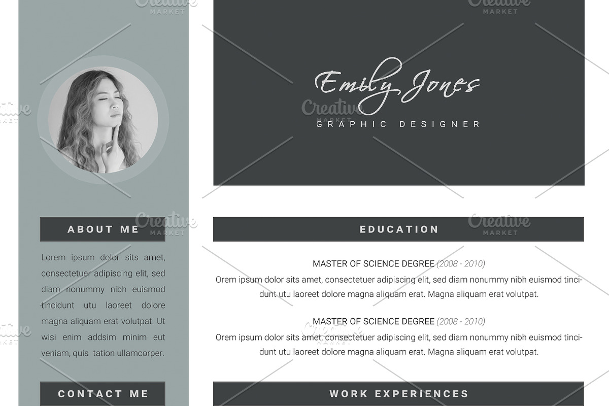 Color Simple CV-Resume Template *C, a Resume Template by Showy68 Template
