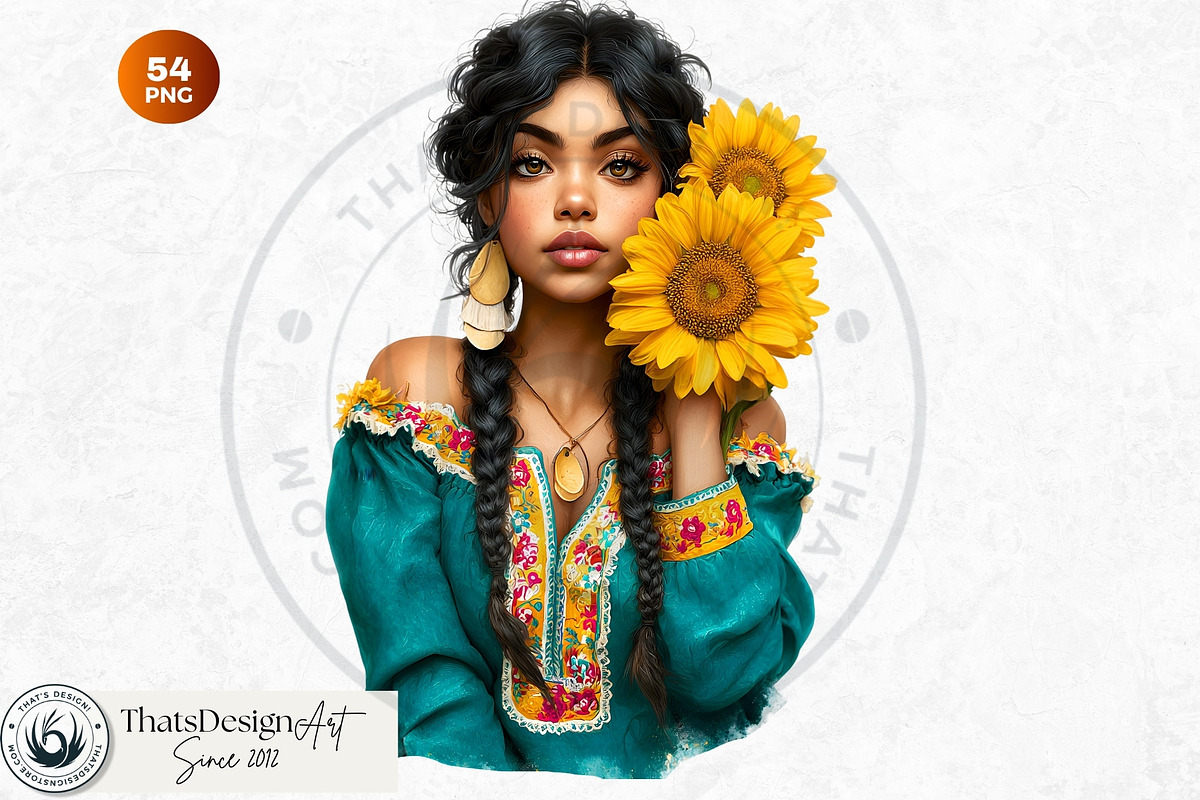 Sunflower Beauties Complete Cliparts, a Person Illustration by ThatsDesignArt (Photo 7 of 16)