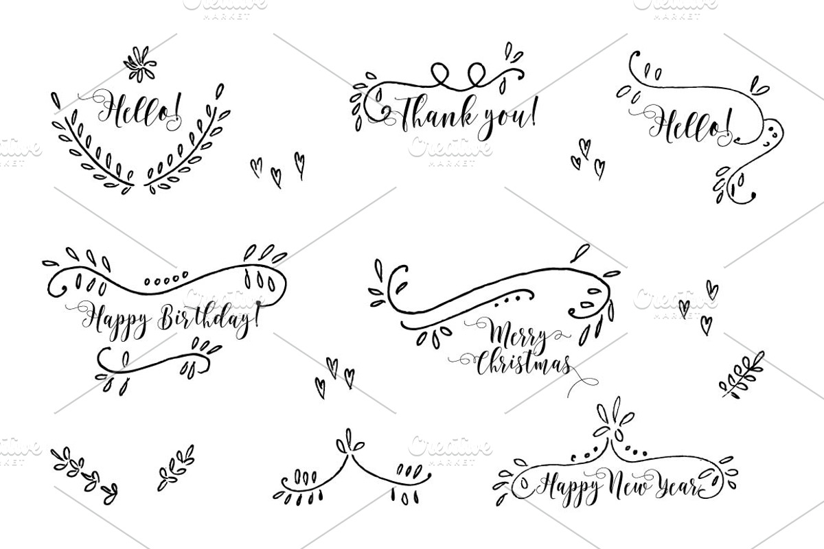 Vector collection of hand drawn elem, a Templates & Theme by DikayaMiau