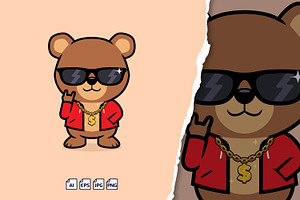 Cute Swag Rich Bear With Gold Chain, an Animal Illustration by tkzgraphic