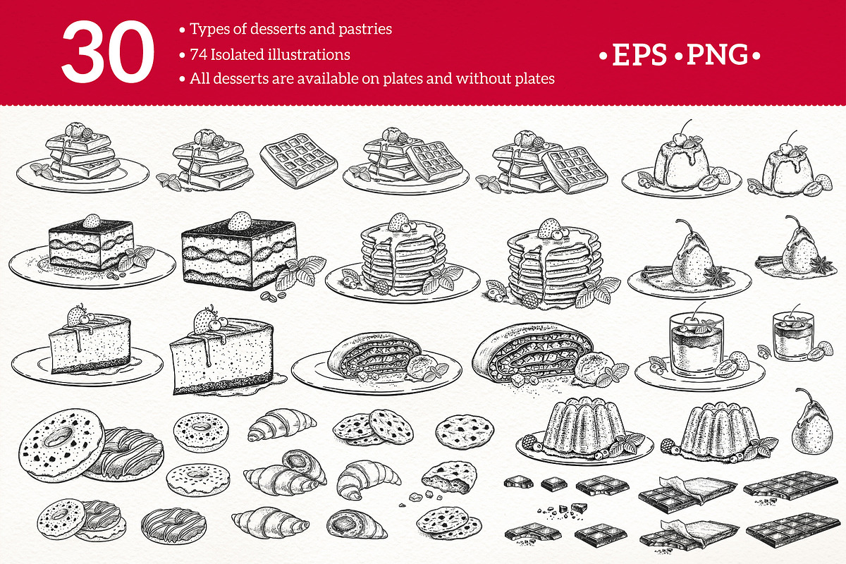 Desserts Sketchy illustrations, a Food Illustration by Sonya Illustrations (Photo 6 of 9)