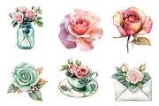 Mint and Pink Rose Garden Sublimatio, an Illustration by CreationArt (Thumbnail 5 of 5)