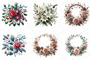 Floral & Festive Christmas Clipart, an Illustration by DreamPrint404 (Thumbnail 4 of 6)