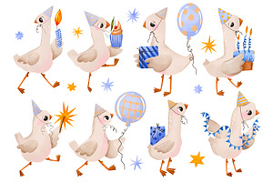 Watercolor Geese Clipart Set. Goose, an Animal Illustration by the_myro