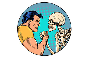 Pop Art Retro Death and man fight, a Healthcare Illustration by studiostoks