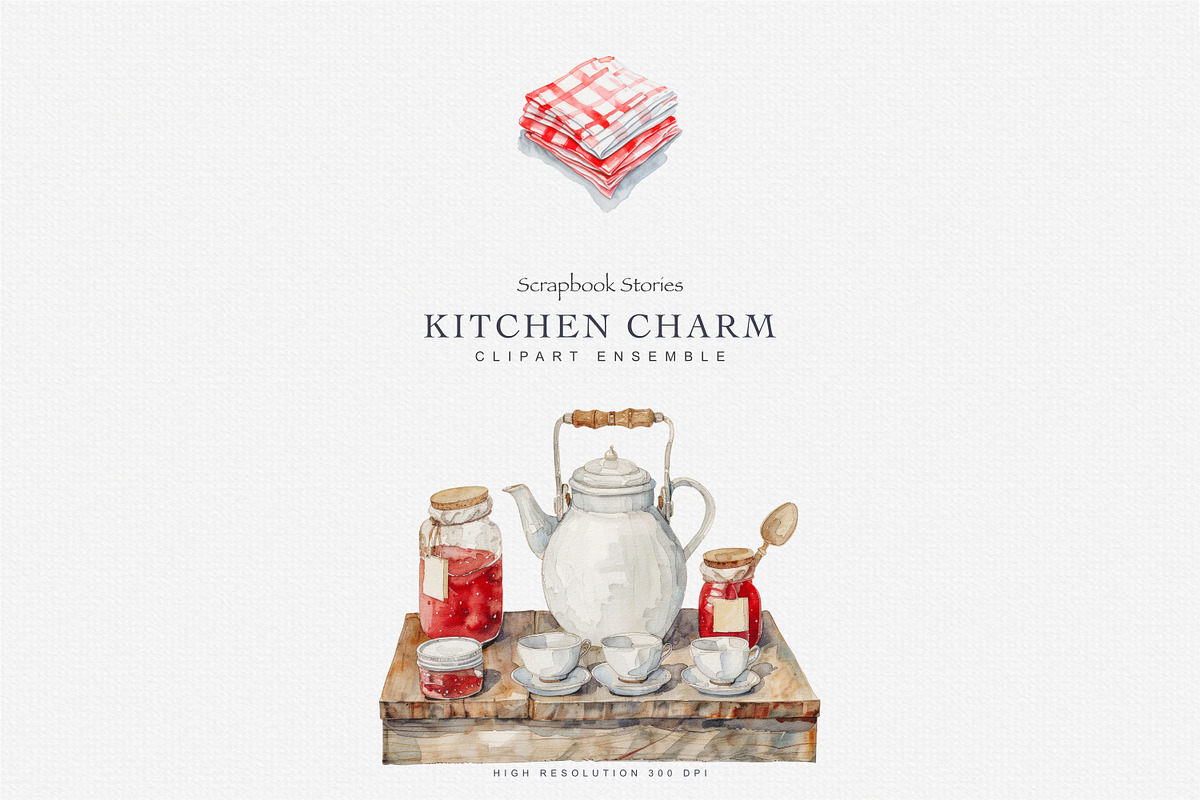 watercolor cozy kitchenware clipart, a Decorative Illustration by Patishop Art (Photo 6 of 9)