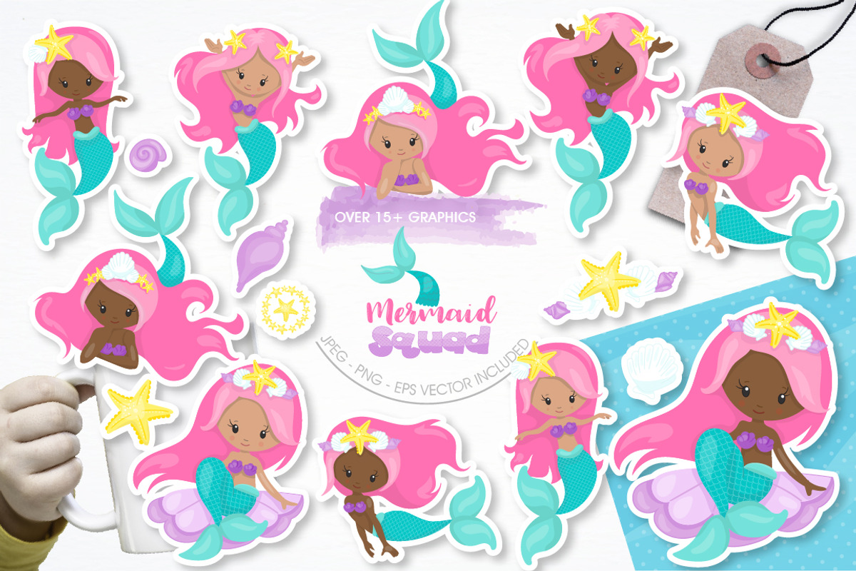 Mermaid Squad, an Illustration by PrettyBundles (Photo 1 of 5)
