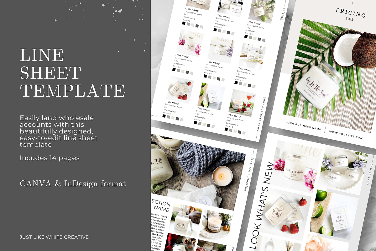 Line Sheet Template - CANVA/InDesign, a Presentation Template by Just Like White Creative (Photo 1 of 8)