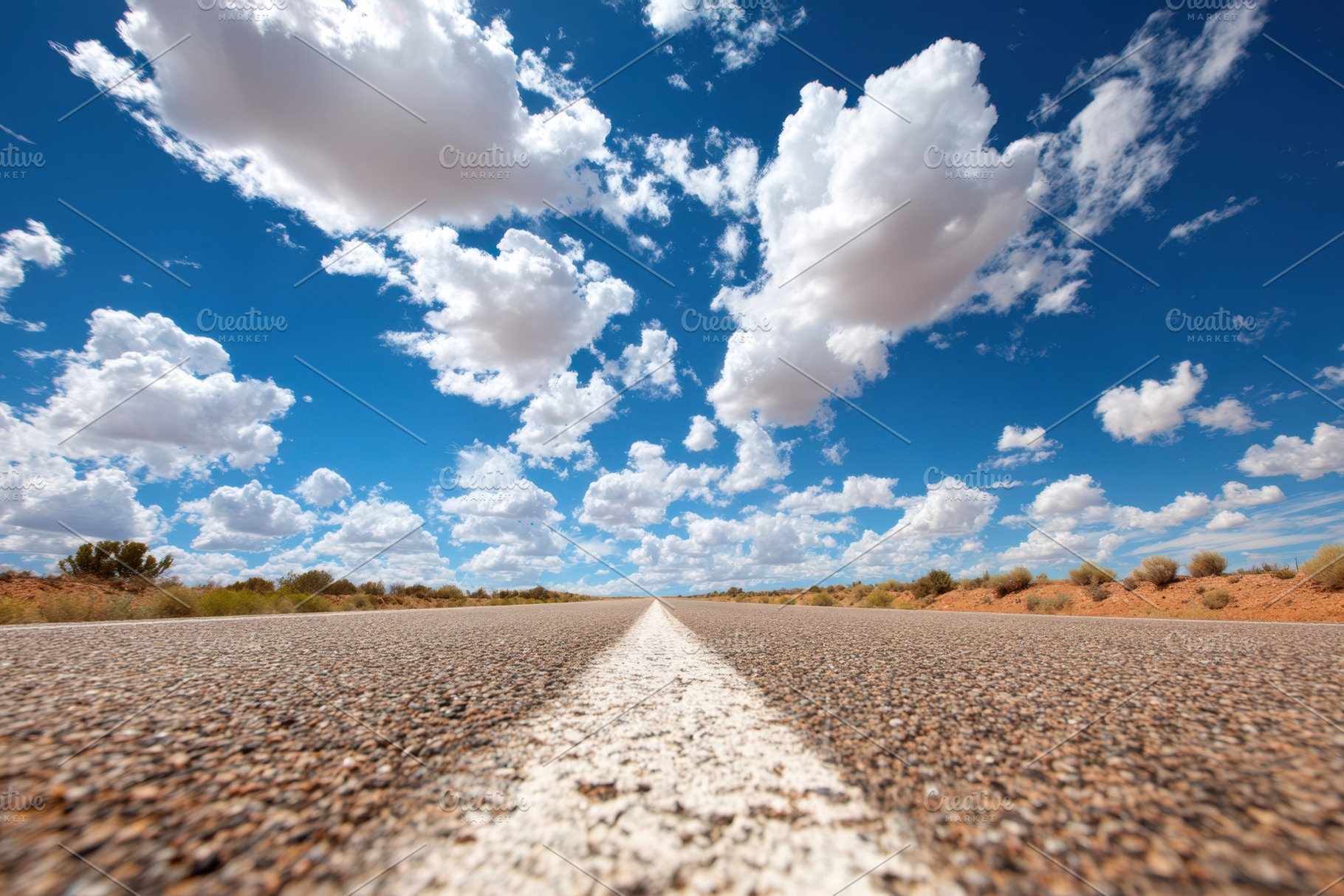 Low-angle desert highway center line, a Wallpaper Photo by AlyaAnd