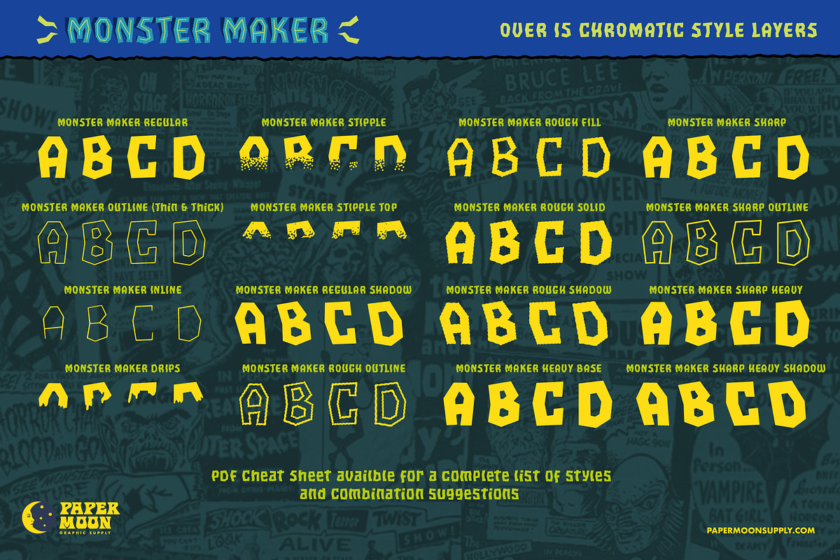 PM Monster Maker Type System, a Sans Serif Font by Paper Moon Graphic Supply (Photo 5 of 11)