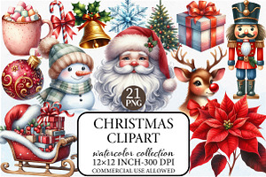 Watercolor Christmas Clipart,, an Illustration by Libby Wishes