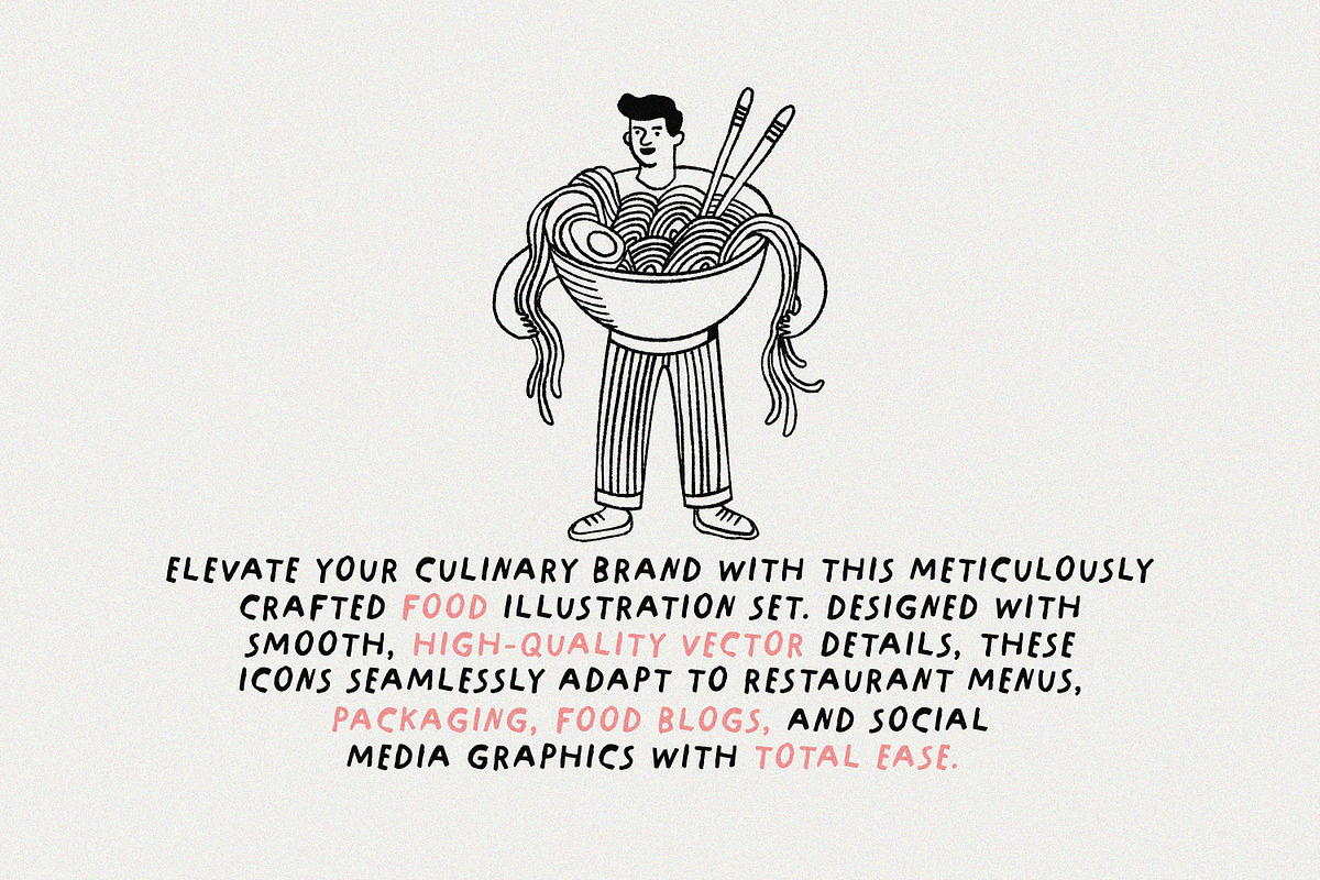 YUMMY FOOD BUNDLE Vol.1: Hand-Drawn, a Food Illustration by MaxArt Foundry (Photo 3 of 9)
