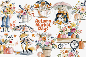 autumn harvest clipart set, a Decorative Illustration by Patishop Art