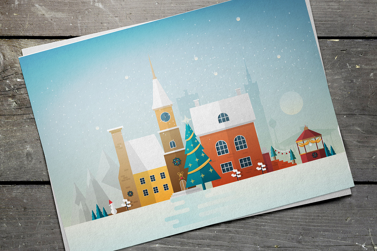 Winter, Christmas holiday cityscapes, a Decorative Illustration by Good Studio (Photo 8 of 8)