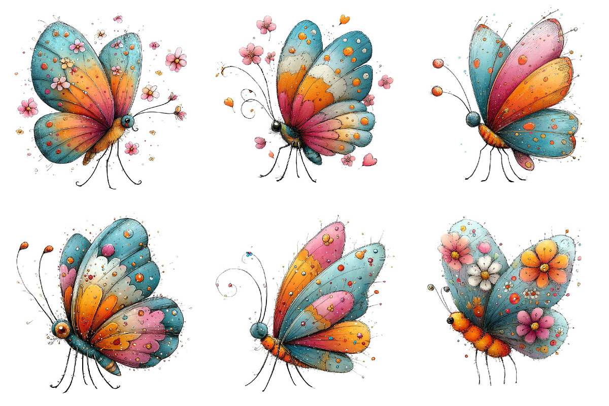 Whimsical Spring Butterfly Clipart, an Illustration by DreamPrint404 (Photo 3 of 6)