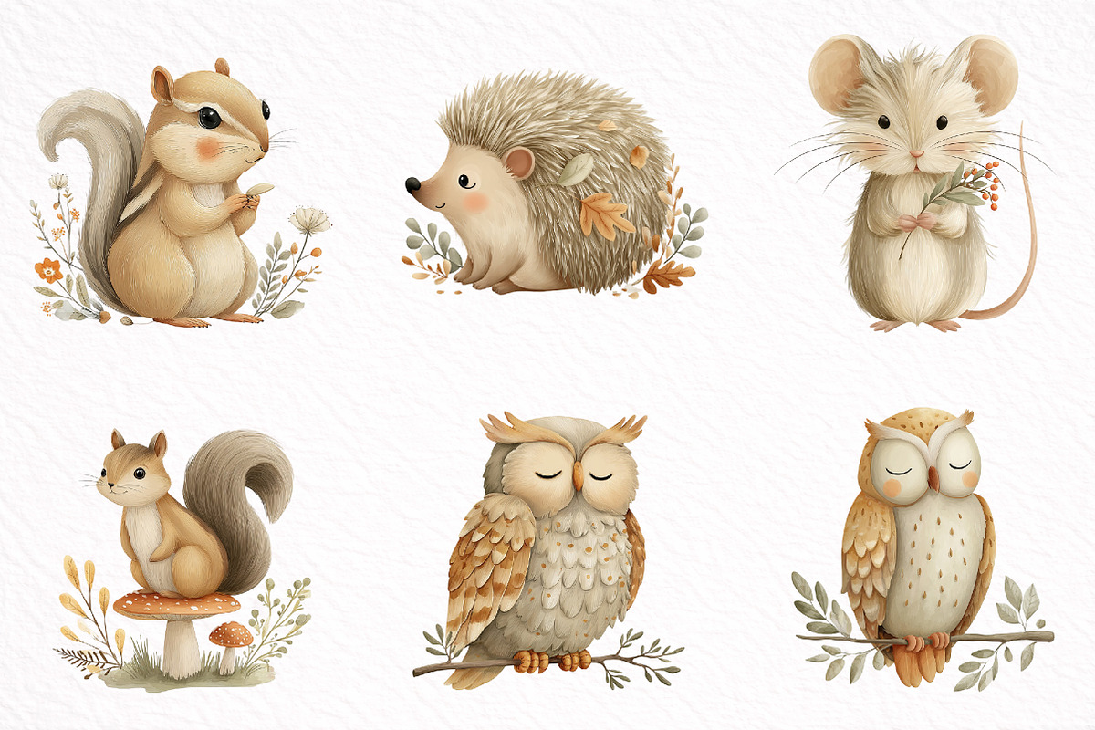 Cute Forest Animals Woodland Clipart, an Illustration by DreamArtGraphic (Photo 6 of 8)