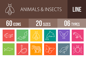 60 Animals & Insects Line Multicolor