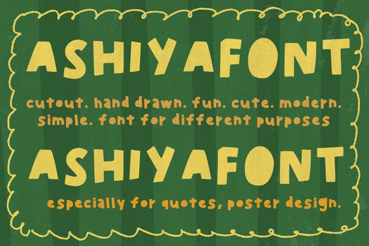 Ashiya - Playful Cutout HandDrawn, a Handwritten Font by Ashiya Pixel (Photo 1 of 13)