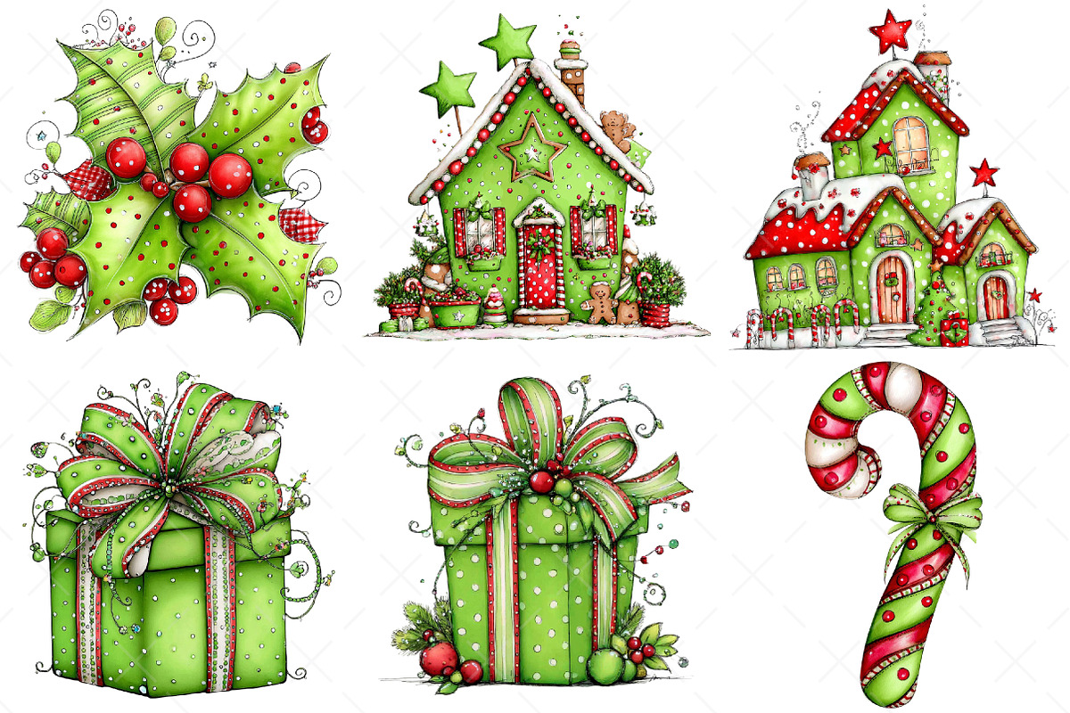 Green Christmas Clipart Png, an Illustration by Craft Nest (Photo 2 of 11)