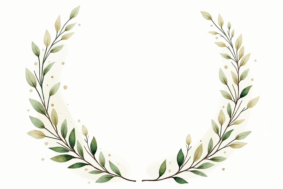 Sage Greenery Watercolor Frame Set, an Illustration by hafijul (Photo 6 of 10)
