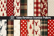 Cabin Christmas Seamless Pattern, a Pattern Graphic by Black Bird Studio (Thumbnail 1 of 6)