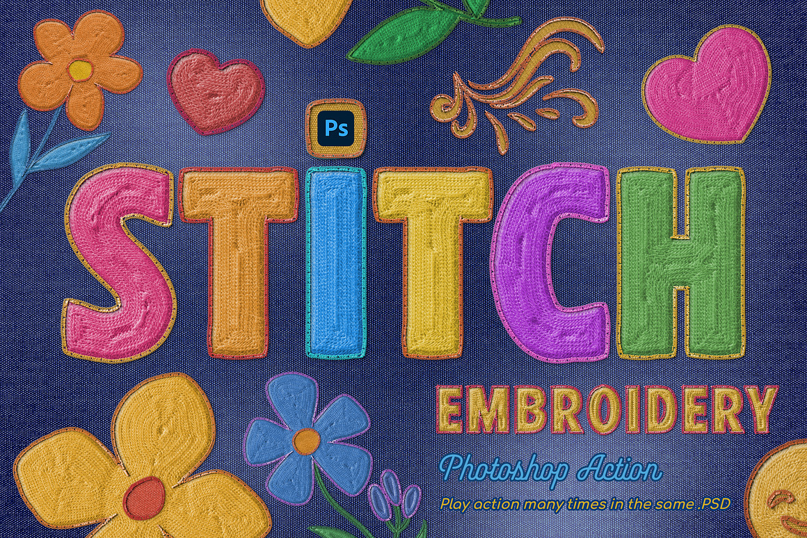 Embroidery Photoshop Action, an Action Add-On by Andrew Skoch Design (Photo 1 of 7)