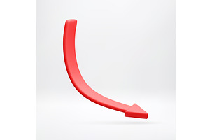 Red 3D arrow pointing downward for, a Finance Illustration by Abscent