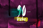 90 Watercolor Brushes BUNDLE, a Brush Add-On by Mazheika Store (Thumbnail 1 of 9)