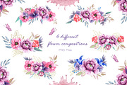 Watercolor Cats and Flowers, an Illustration by TanataDesign (Thumbnail 8 of 13)