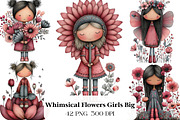 Whimsical Flowers and Girls Big Clip, an Illustration by CraftArtStudio (Thumbnail 1 of 6)