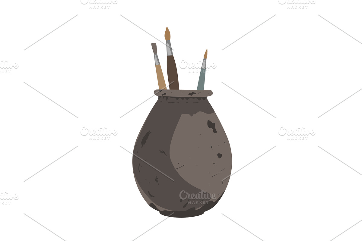 A vintage ceramic jug with a of, an Object Illustration by Toltemara