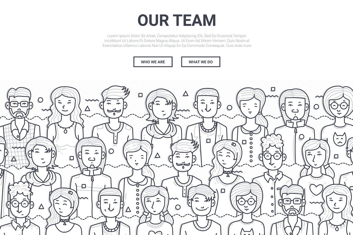 Our Team Doodle Background Template, a Person Illustration by Flat Icons (Photo 2 of 2)