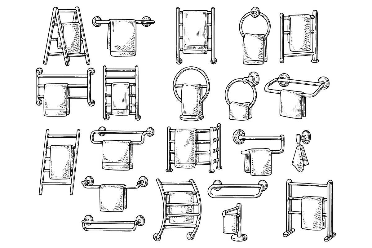 Towel Rack Collection, an Object Graphic by nikagraphic