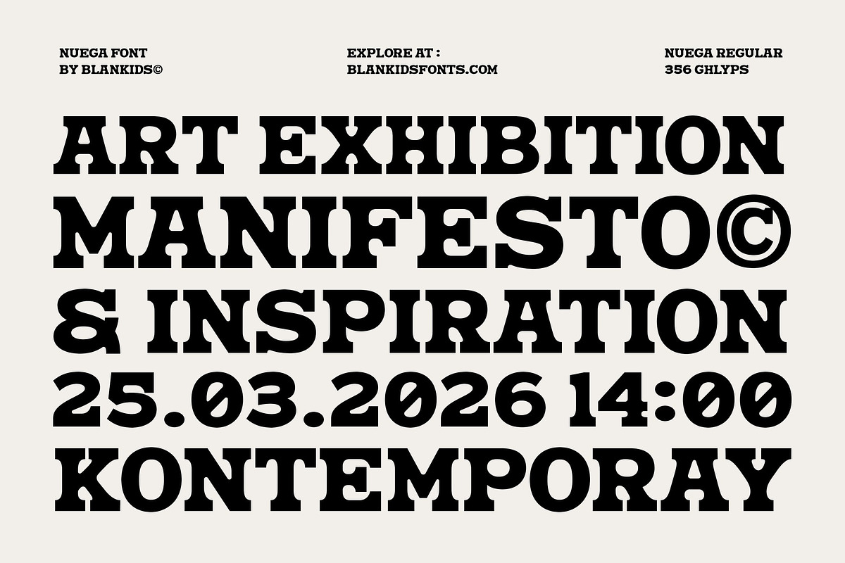 Nuega – Bold Slab Serif Font, a Slab Serif Font by Blankids Studio (Photo 3 of 12)