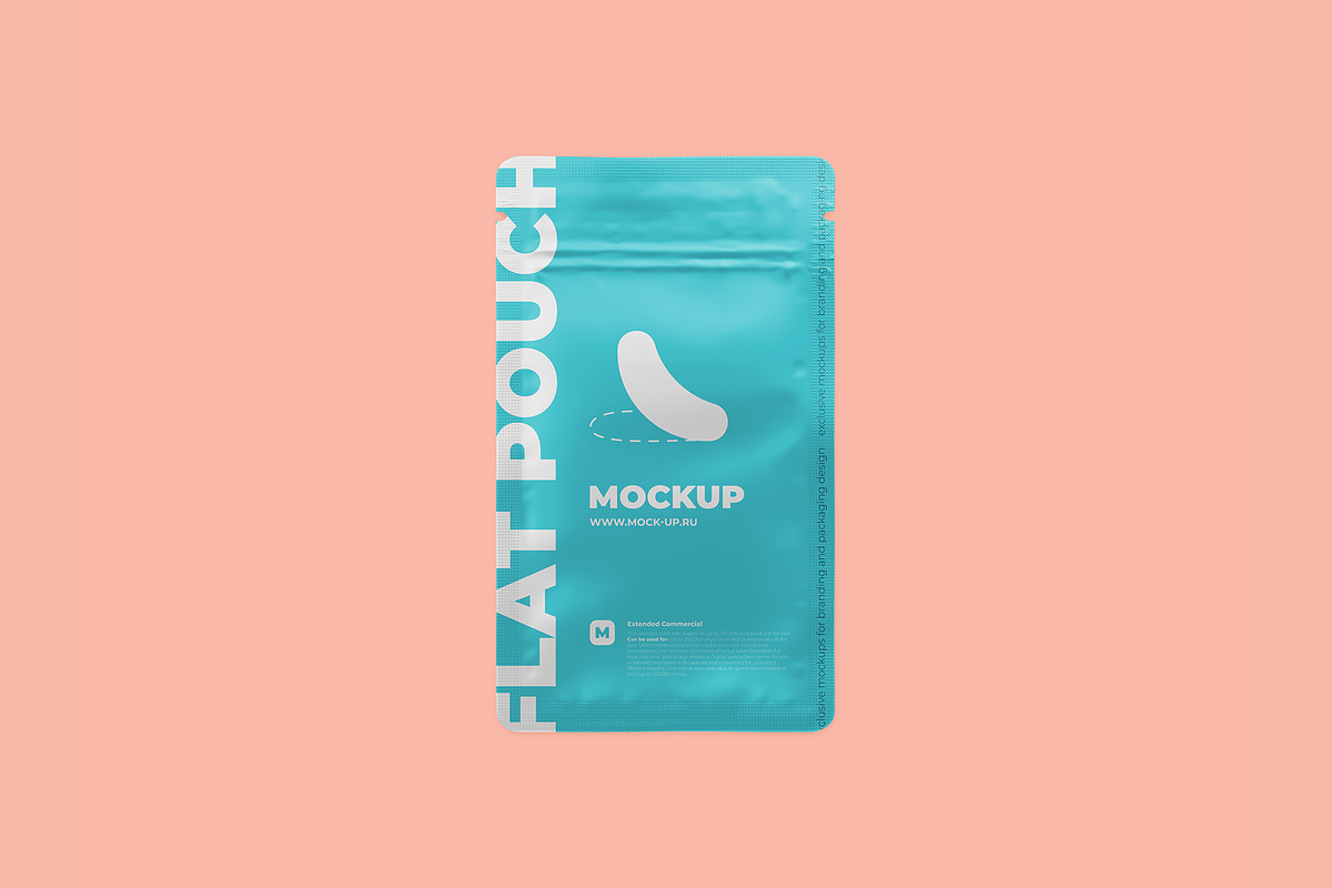 Zip Sachet Mockup. flat empty pouch, a Cups & Container Mockup by easymock (Photo 6 of 8)