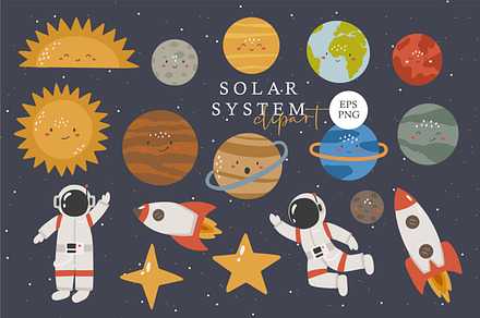 planets in solar system. moon and the sun, mercury and earth, mars and ...