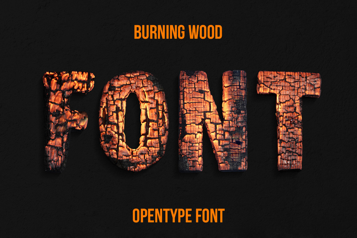 Burning Wood Font, a Font by Handmadefont (Photo 1 of 8)