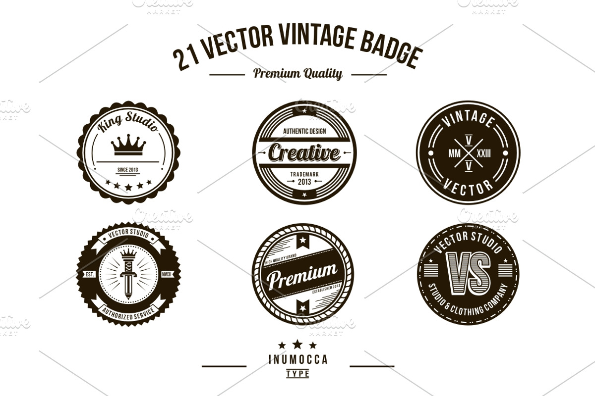 21 Vintage Badges EDITABLE TEXT, a Branding & Logo Template by inumocca_type (Photo 2 of 5)