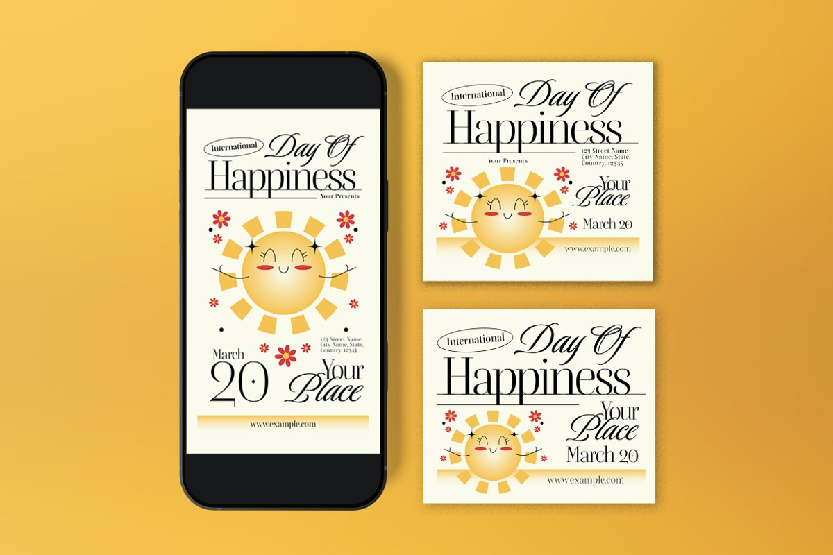 Day Of Happiness Flyer Set, a Flyer Template by graphicook (Photo 3 of 3)